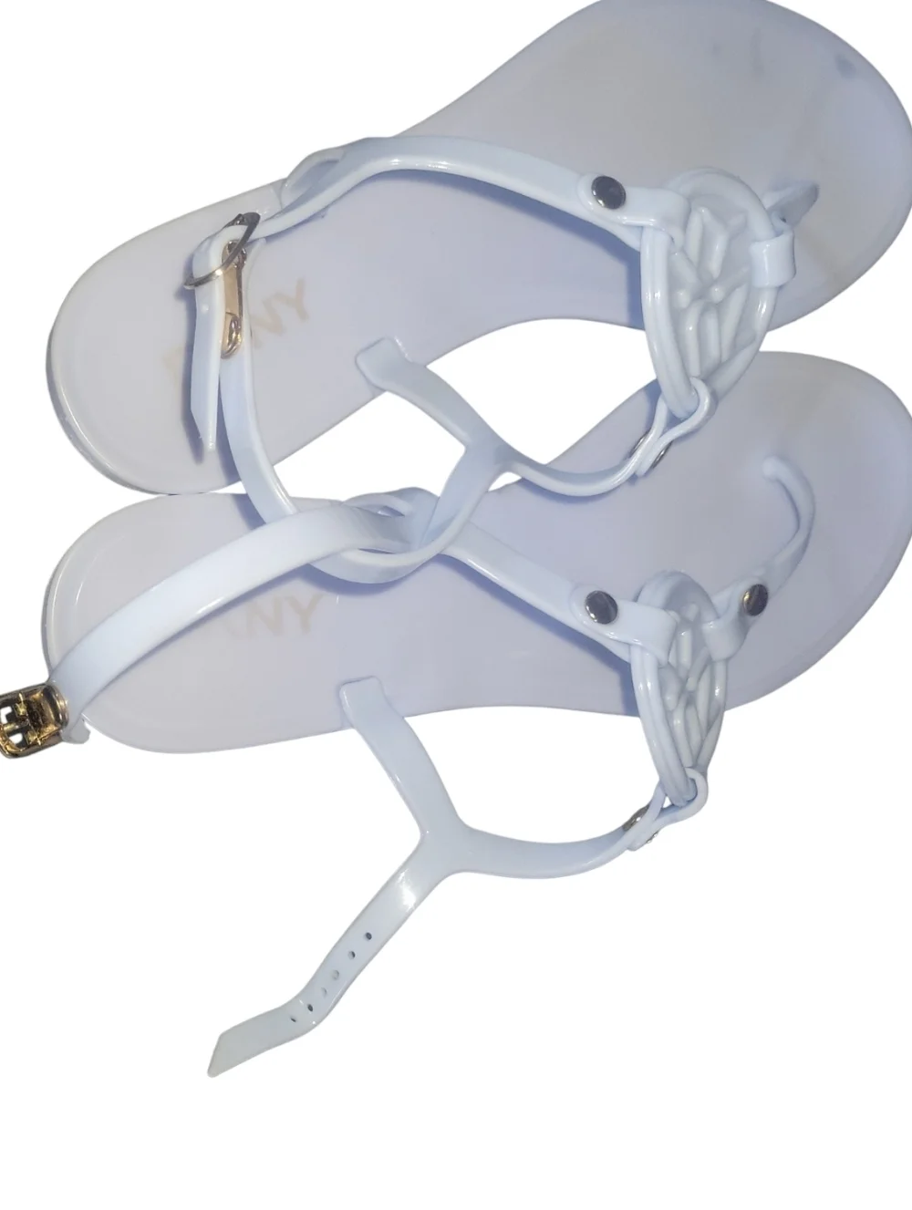 DKNY Periwinkle Blue Women's Jelly Thong Sandals with Logo Accent Sz 38